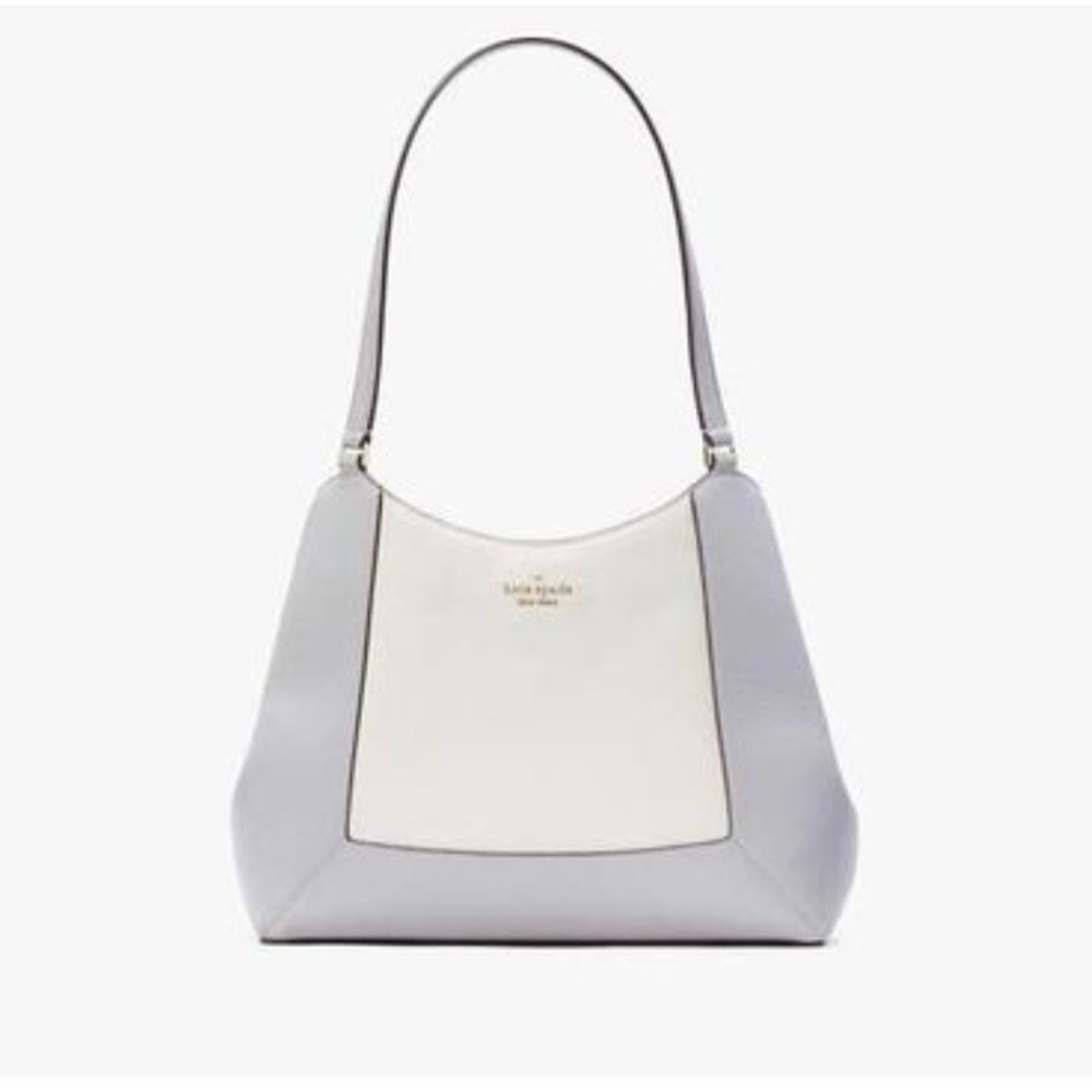 Kate Spade Lena Color Block Grey & White Triple Compartment Tote